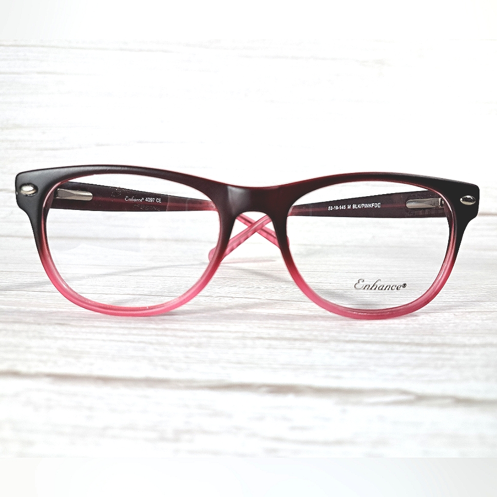 New Matte Black/Pink Fade Rx'able Eyeglass Frame, Glasses, Full Rim 52-19-145